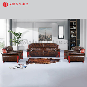 Wenhao Jiangmen Роскошный кожаный диван для офиса, элитные диваны для комнаты босса
